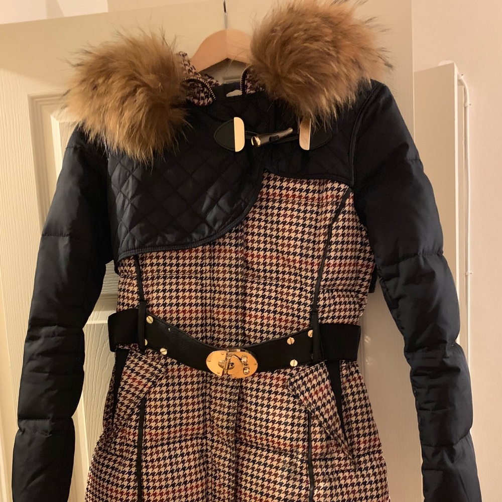 Anna kel checkered fur hood coat